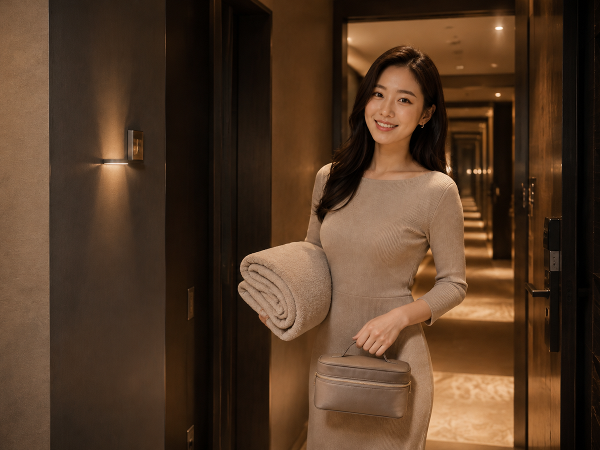 서울 동대문 방문 홈케어 일정을 준비하는 젊은 성인 한국 여성 관리사